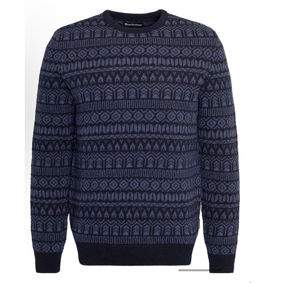 BARBOUR Stonebeck Fair Isle Crew Neck Sweater Small Blue NEW Wool Winter Ski - Picture 5 of 7